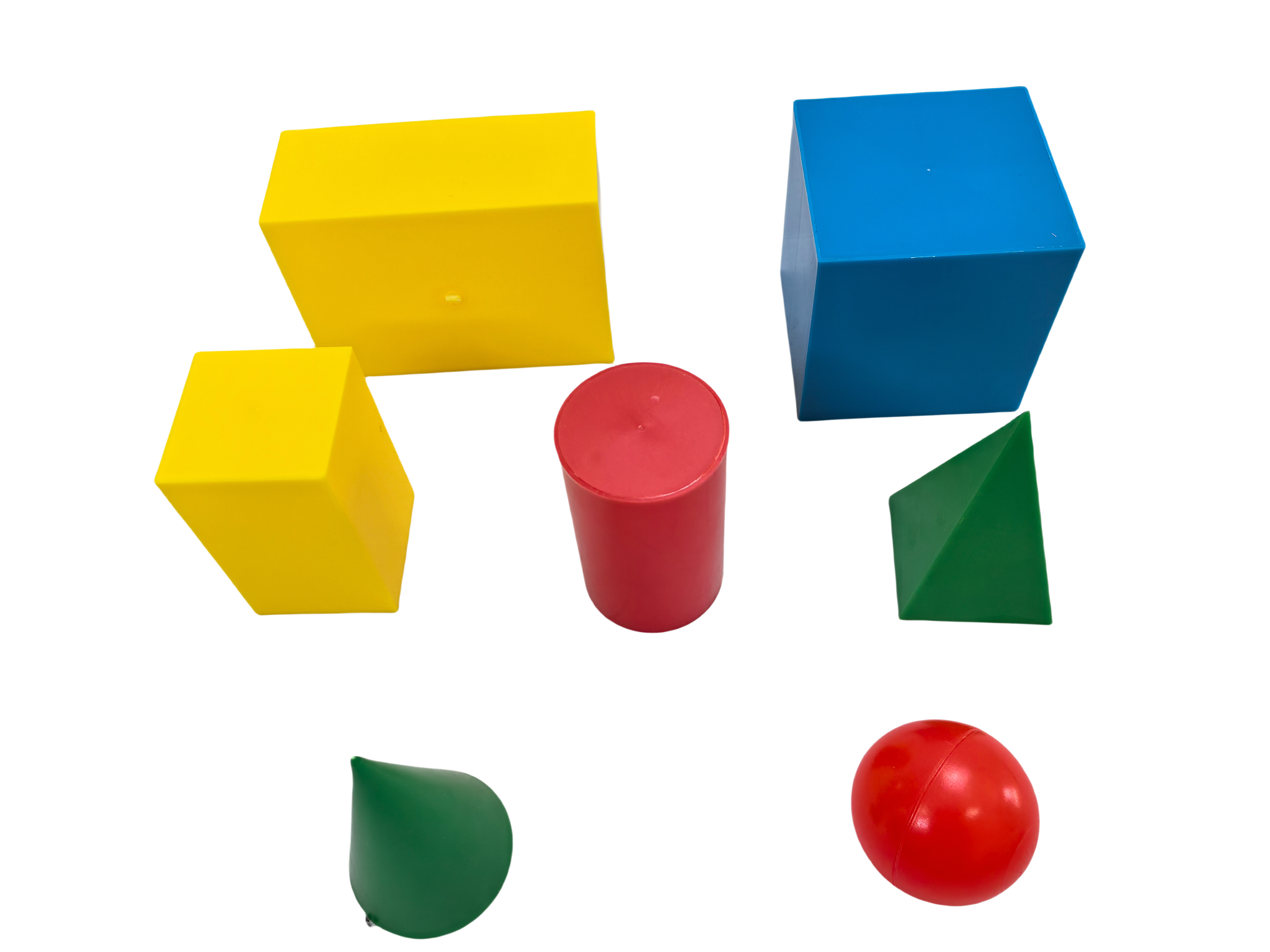 Set Model Geometri Plastik 7pcs, Blok Pepejal Geometrik, Set Bentuk Geometri