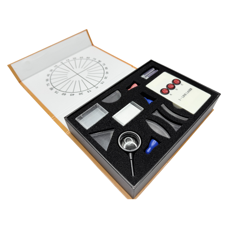Kit optik fizikal peralatan makmal optik cekung lensa cembung set prisma kotak ujian optik